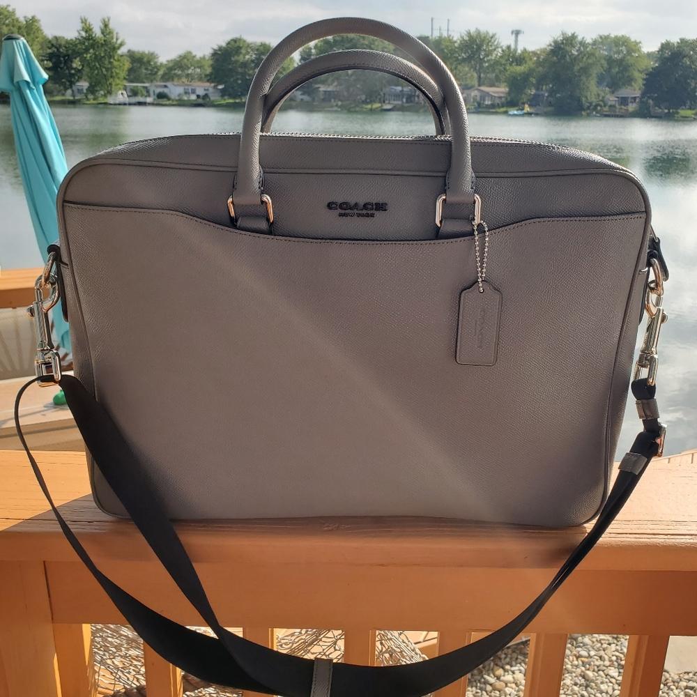 COACH BECKETT SLIM BRIEF LAPTOP CROSSGRAIN BAG - Picture 8 of 13
